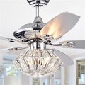 Warehouse Of Tiffany Warehouse of Tiffany CFL-8366REMO-CH 52 in. Makore Lighted Ceiling Fan with Crystal Shade; Chrome CFL-8366REMO/CH